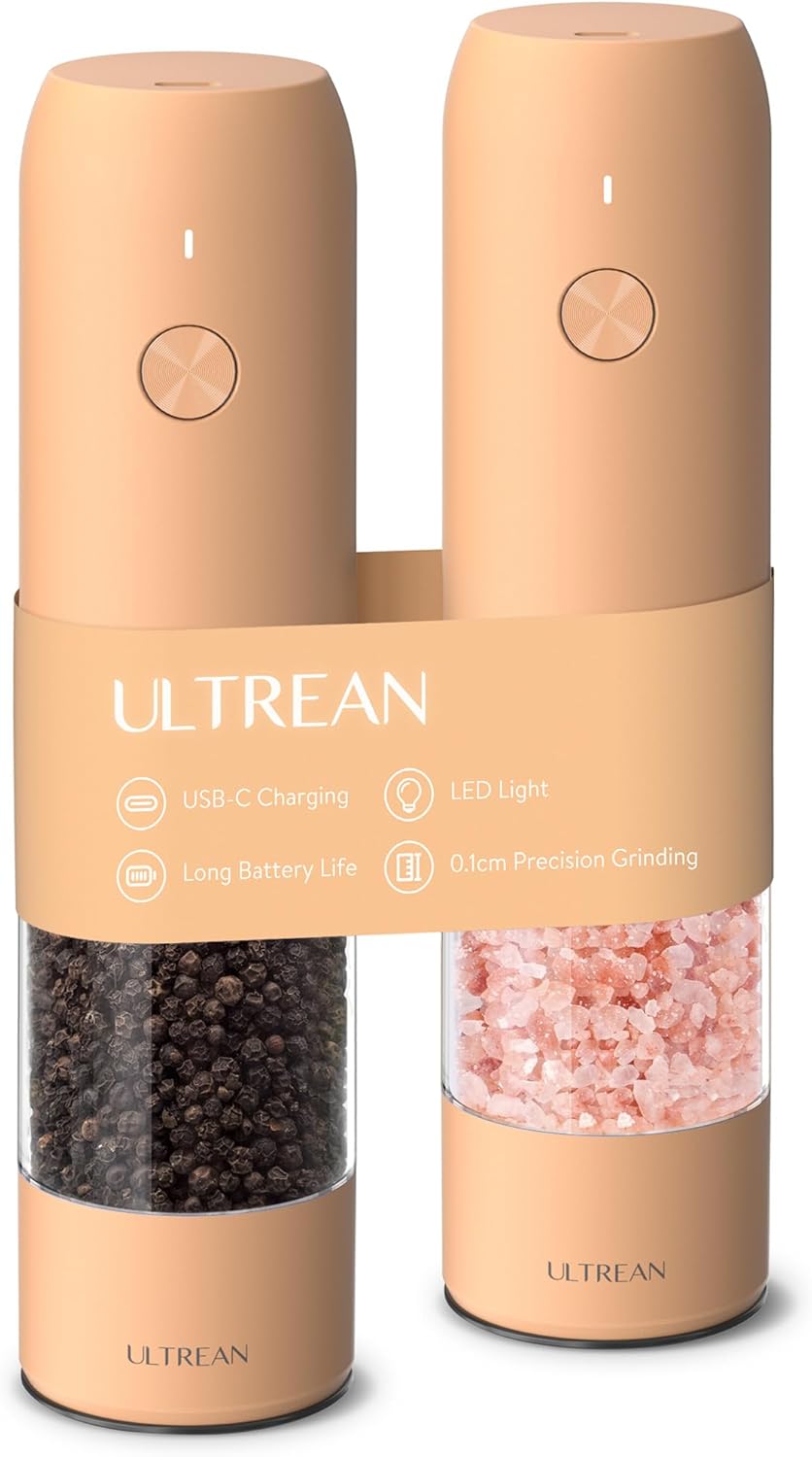 Ultrean Electric Pepper Grinder with Adjustable Coarseness and LED