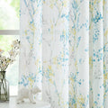 Branch Semi Sheers Curtains 84in Long Yellow Teal Watercolor Print