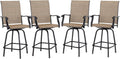 PHI VILLA Outdoor Bar Stools Set of 4 - 360 Swivel, 30ft Seat Height