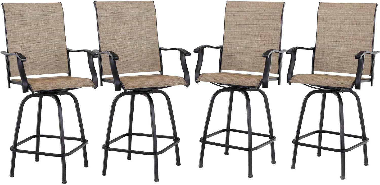 PHI VILLA Outdoor Bar Stools Set of 4 for Stylish Patios