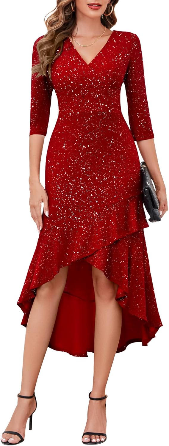 BeryLove Women Sequin Formal Cocktail Glitter Dress for Parties