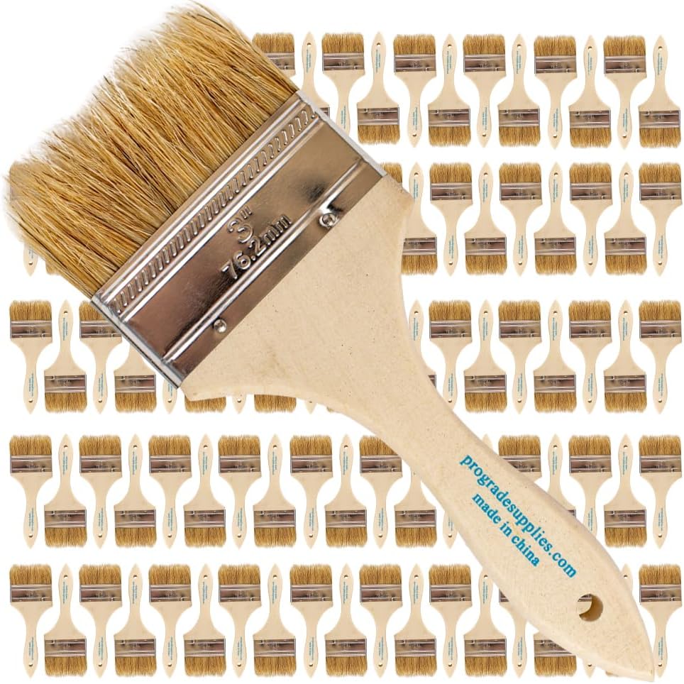 Pro Grade 3 Inch Chip Paint Brushes - 96 Pack for Versatile Use