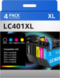 LC401XL Ink Cartridges Compatible for Brother Printers - 4 Pack