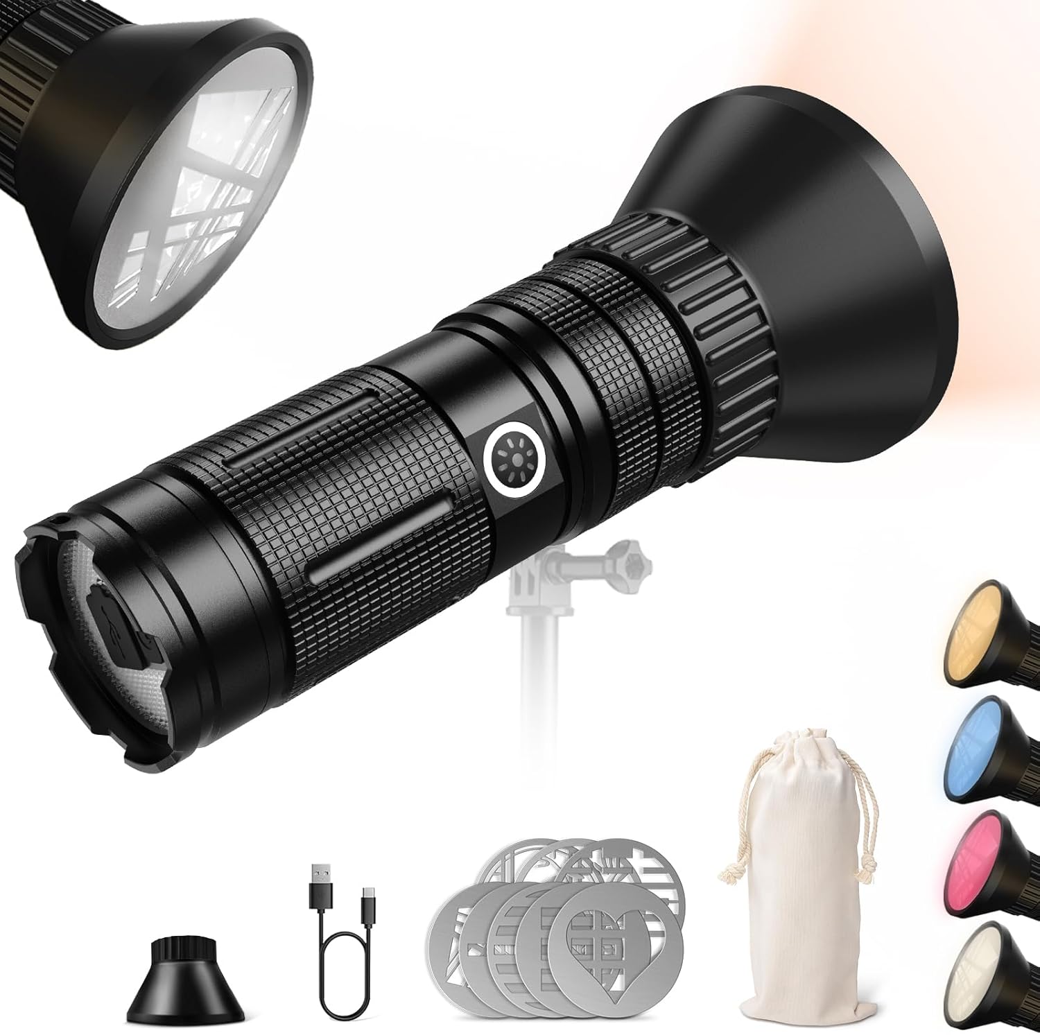 LED Spotlight for Photography with 4 Color Modes and Filters