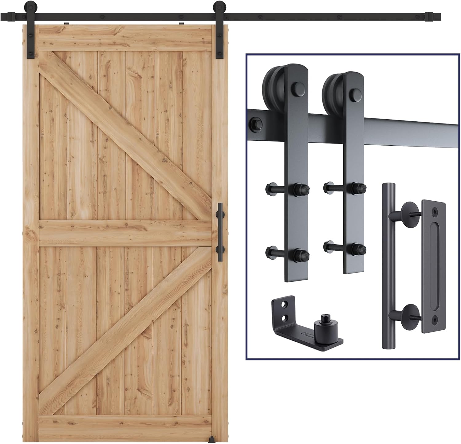 SMARTSTANDARD 8.2 FT Heavy Duty Sliding Barn Door Hardware Kit