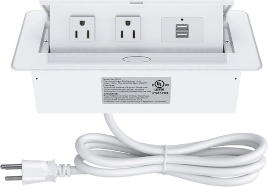 Pop Up Power Strip with USB Ports for Conference Room Use