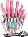 Rainbow Titanium Knife Set 15 Pcs - Colorful, Sharp Kitchen Cutlery