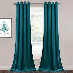 StangH Teal Velvet Curtains for Living Room and Bedroom Decor