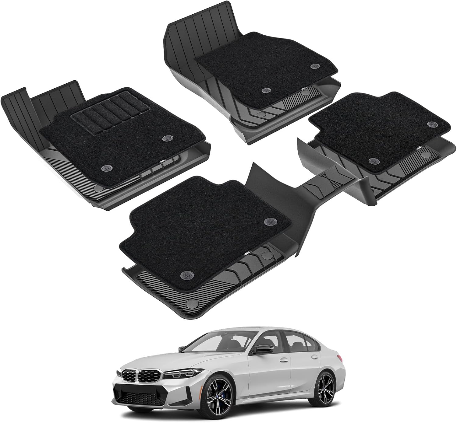 3W Floor Mats for BMW 3 Series 2013-2018 - All-Weather Protection