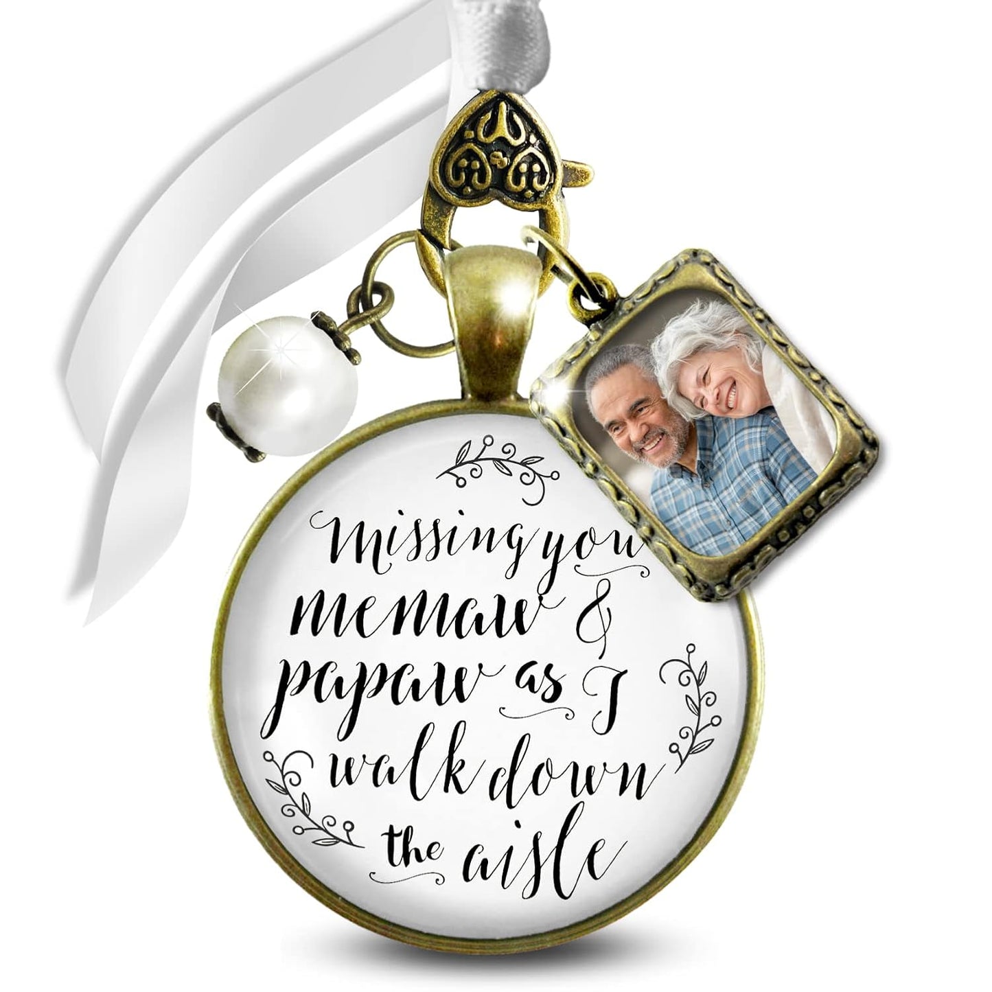 Bouquet Charm for Wedding Memory with Vintage Bronze Pendant