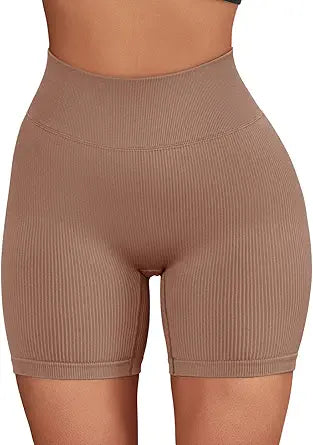 Ribbed Seamless Leggings for Women - High Waisted Workout Pants