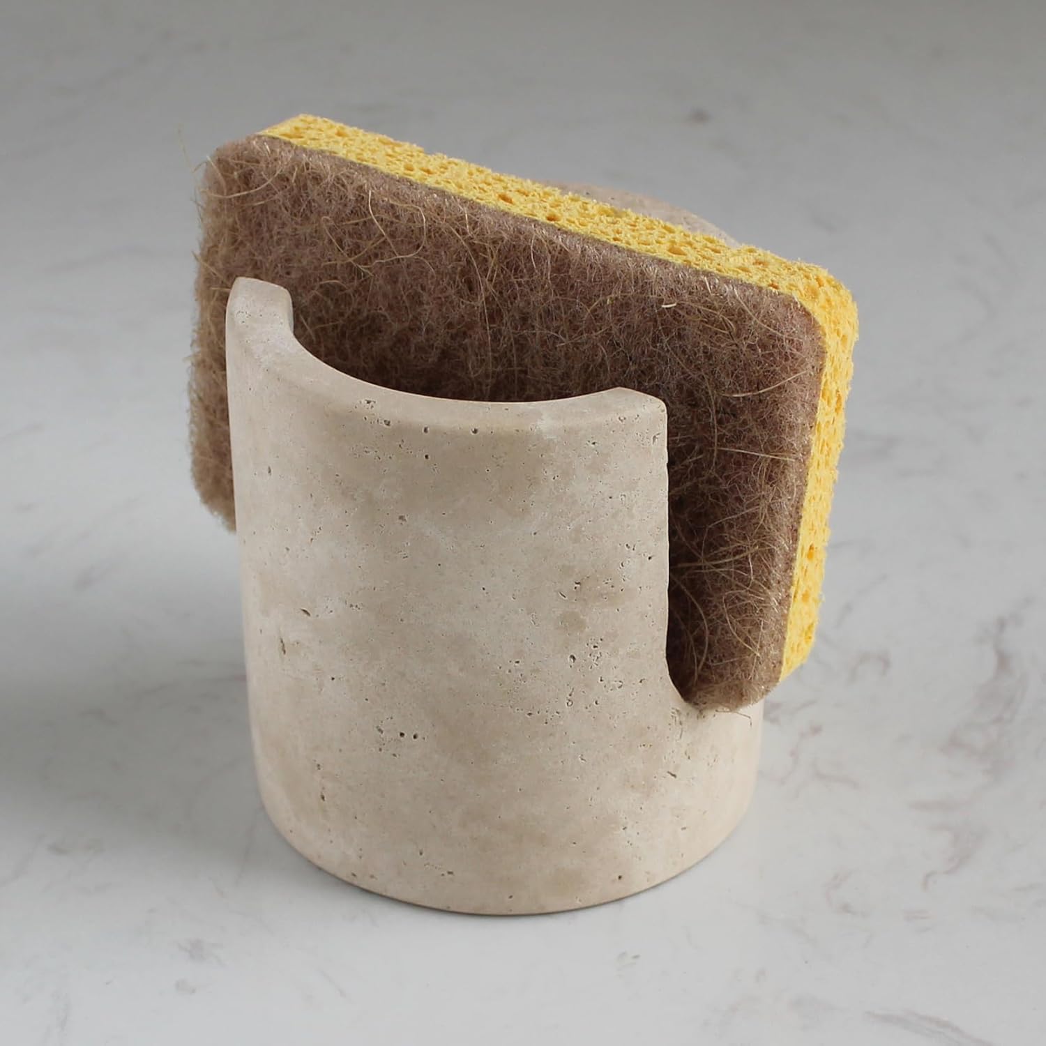 Natural Travertine Sponge Holder for Kitchen Counter Organization