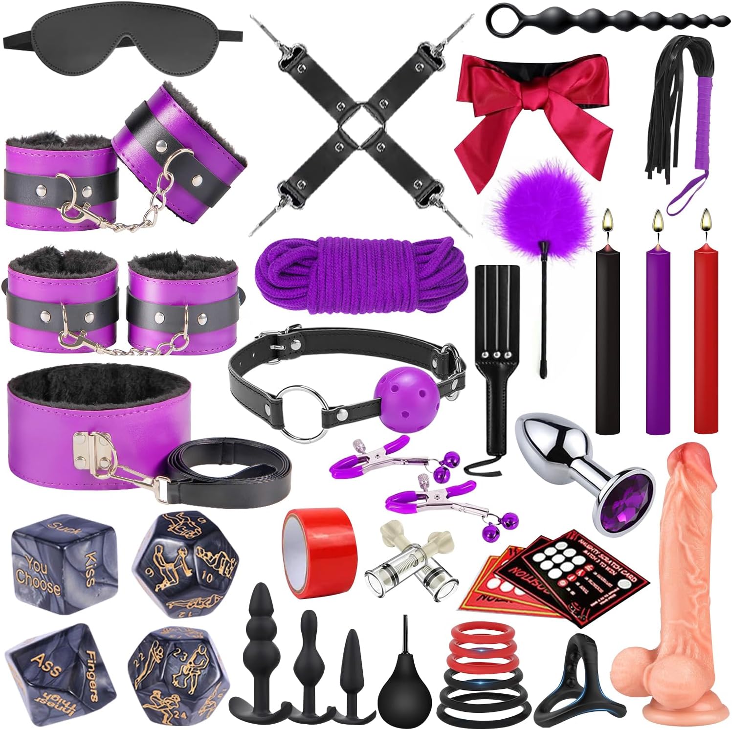 BDSM Restraints Dildo Kit for Couples - 36Pcs Bondage Gear