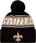 NFL Team Logo Sherpa Striped Pom Beanie for Cozy Game Days