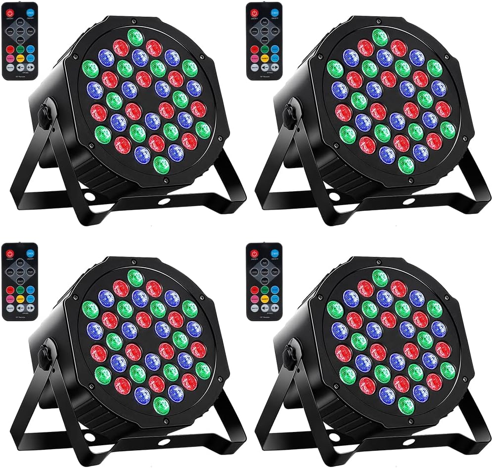 MOSFiATA Par Lights 4 Pack for Stunning DJ and Party Lighting