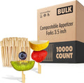 10,000 Bamboo Appetizer Forks 3.5in Disposable Mini Forks - Party