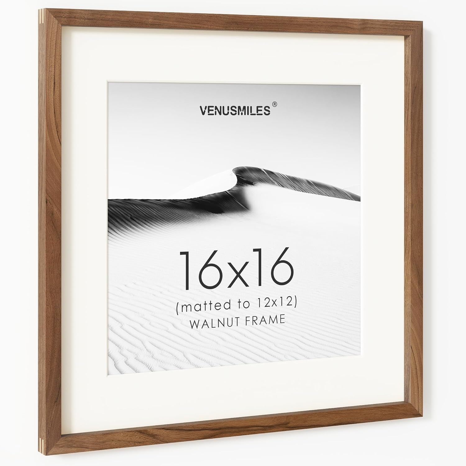 16x16 Picture Frame in Natural Walnut Wood for Art Display