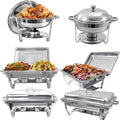 Chafing Dish Buffet Set Stainless Steel 6 Pack - Full, Half & Round