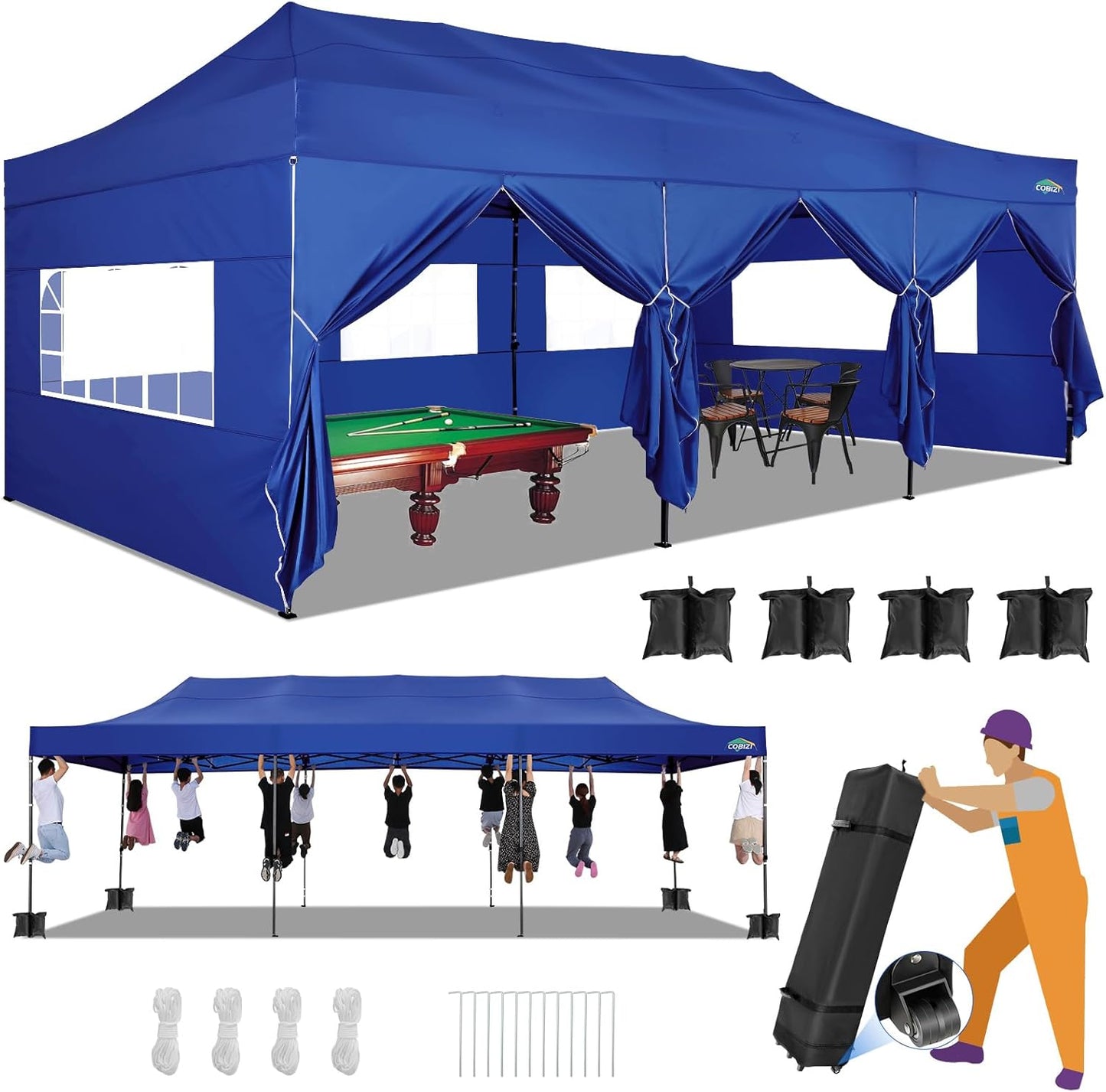 COBIZI 10x30 Heavy Duty Pop Up Canopy for Outdoor Events