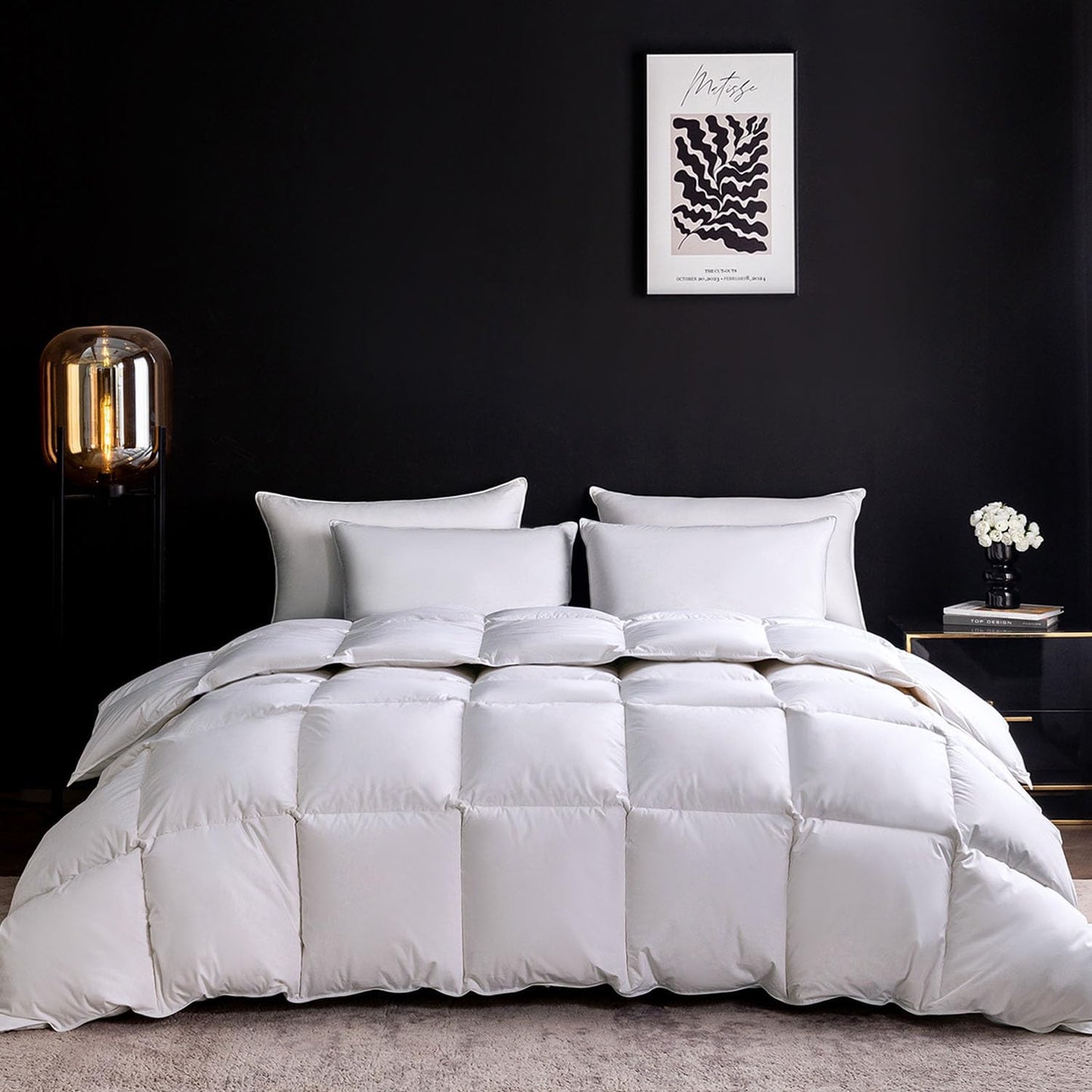 Goose Feather Down Comforter King Size for All Season Comfort