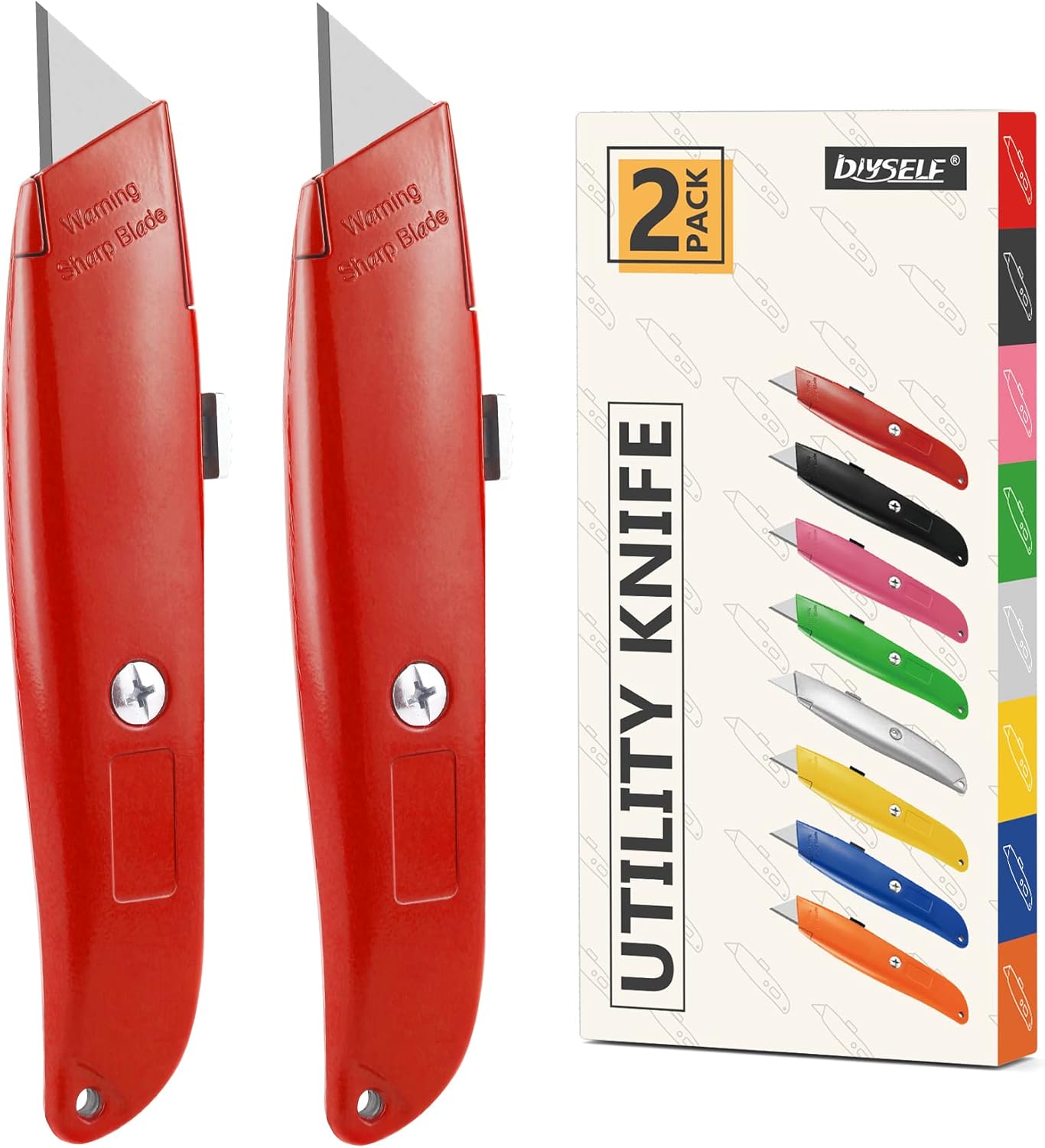 2Pack Heavy Duty Utility Knife Set(Red) - Cut with Ease!
