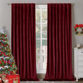 Red Velvet Curtains 84 in Blackout Panels - Luxury Light Dimming