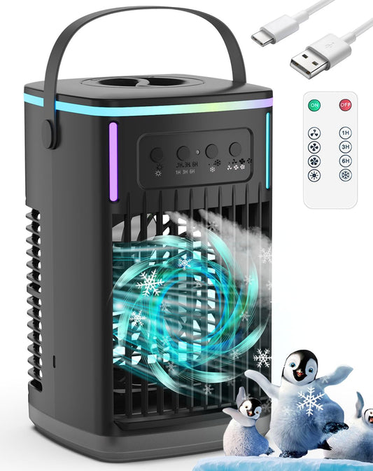 Portable Air Conditioners Fan with Remote for Personal Cooling
