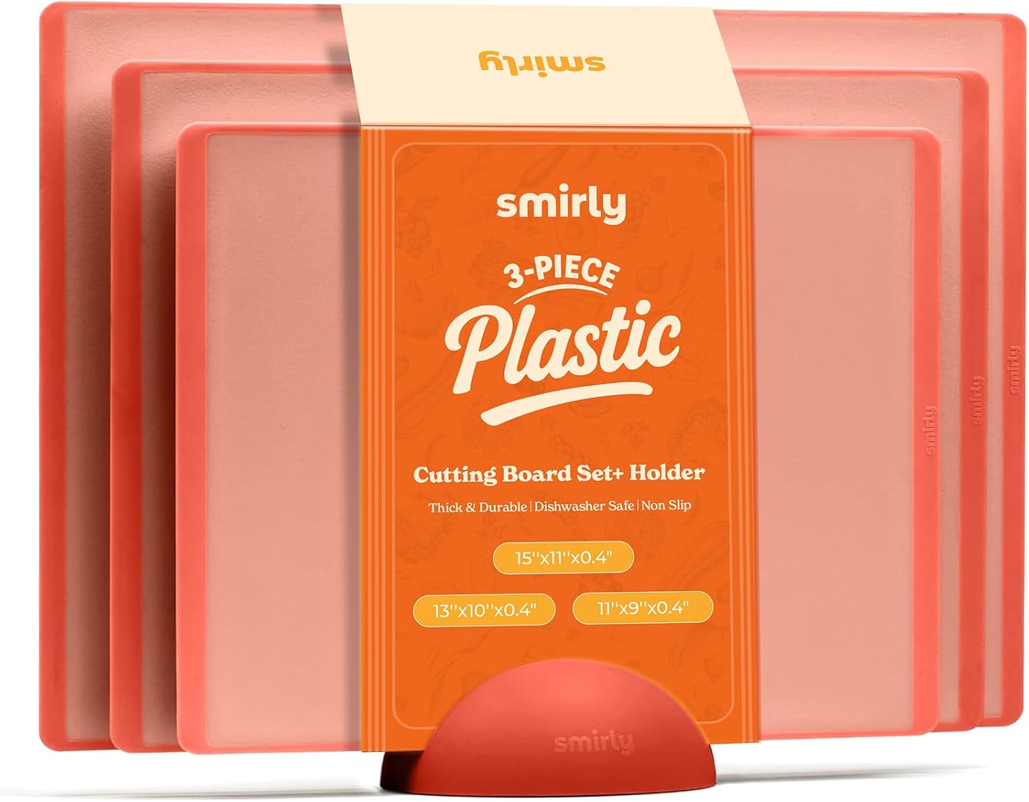 SMIRLY Plastic Cutting Board Set with Holder for Kitchen Use