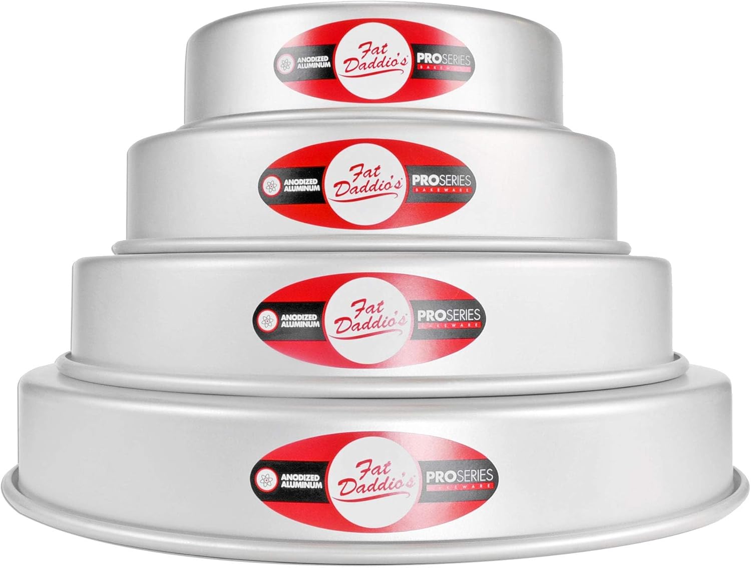 Fat Daddio's 4-Tiered Round Cake Pan Set for Perfect Baking