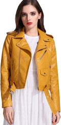 LY VAREY LIN Women's Faux Leather Motorcycle Jacket - Slim Short Biker