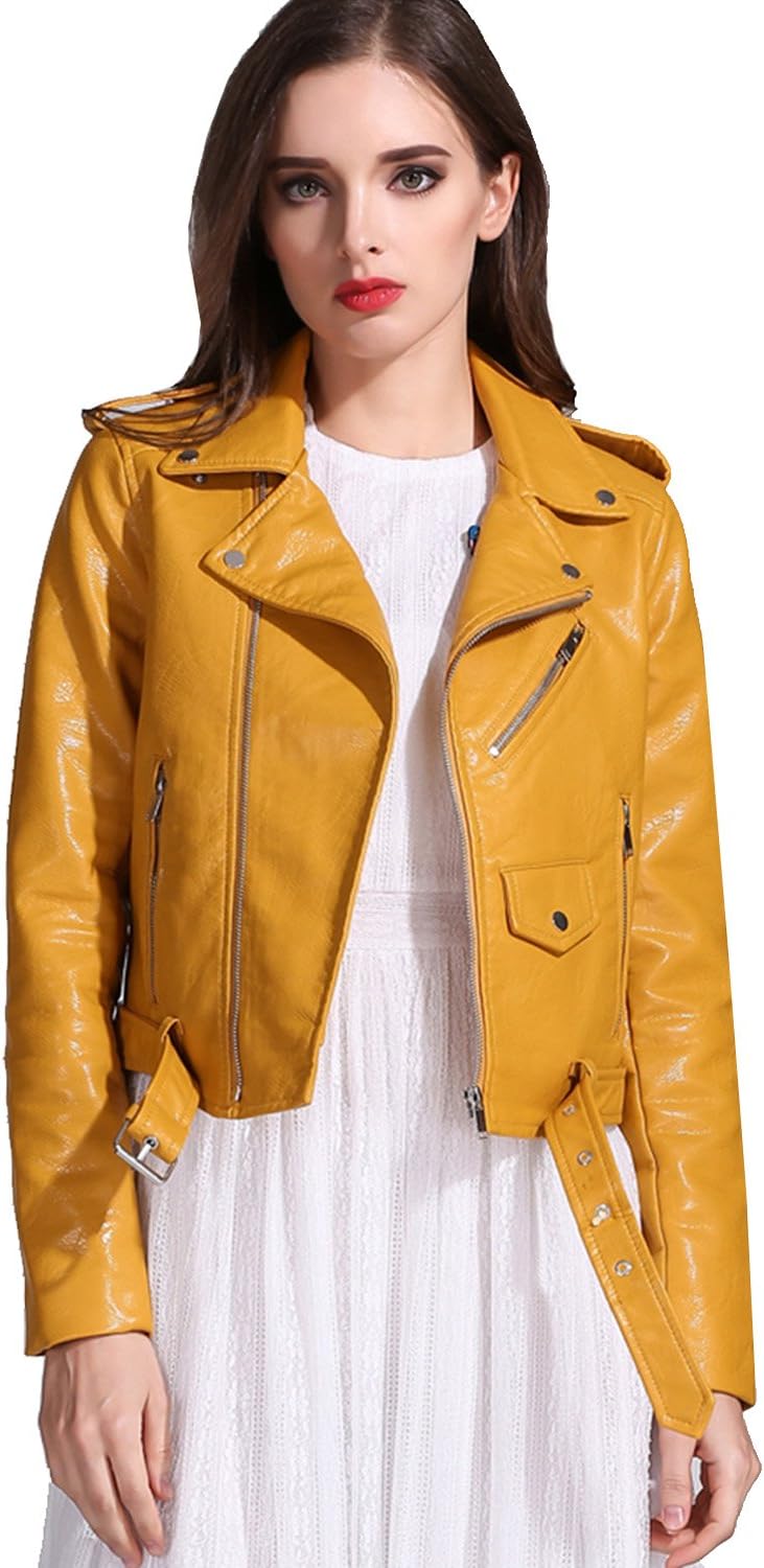 LY VAREY LIN Women's Faux Leather Motorcycle Jacket for Style