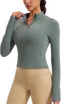 CRZ YOGA Butterluxe Half Zip Long Sleeve Crop Top - Soft, Slim