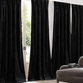 NICETOWN Black Narrow Velvet Traverse Curtains - Warmroom Blackout
