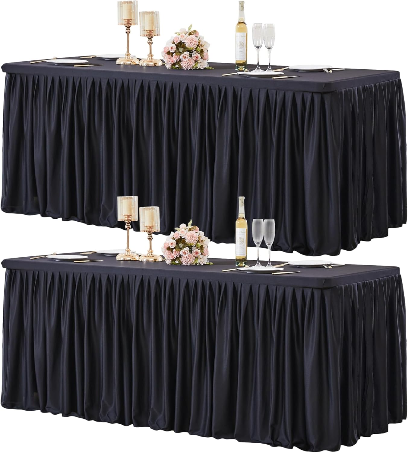 Fitted Table Covers for 6 Foot Tables - Elegant Black Polyester