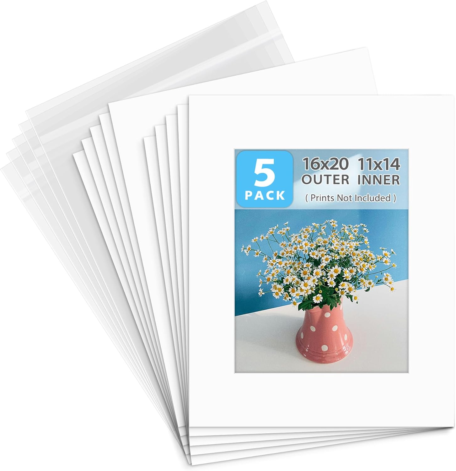 Pre-Cut 16x20 Picture Mats for 11x14 Photos - Pack of 5