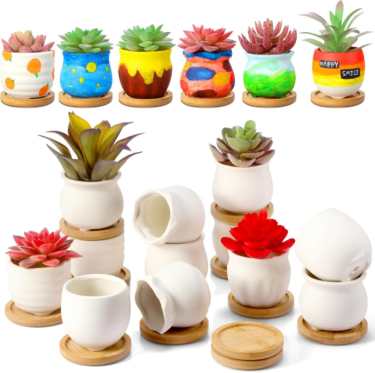 18 Pcs Succulent Pots with Drainage Hole for DIY Painting Fun