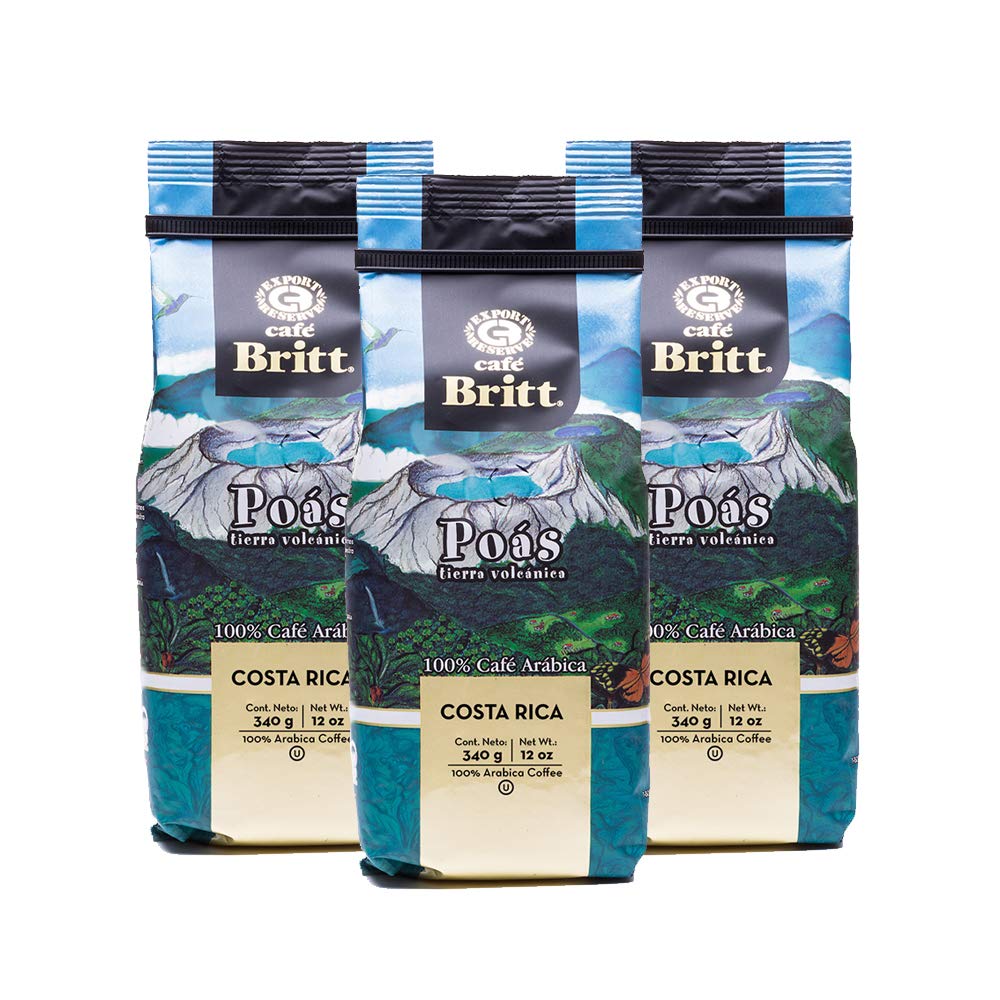 Cafe Britt Costa Rican Poas Coffee - 100% Gourmet Medium Roast