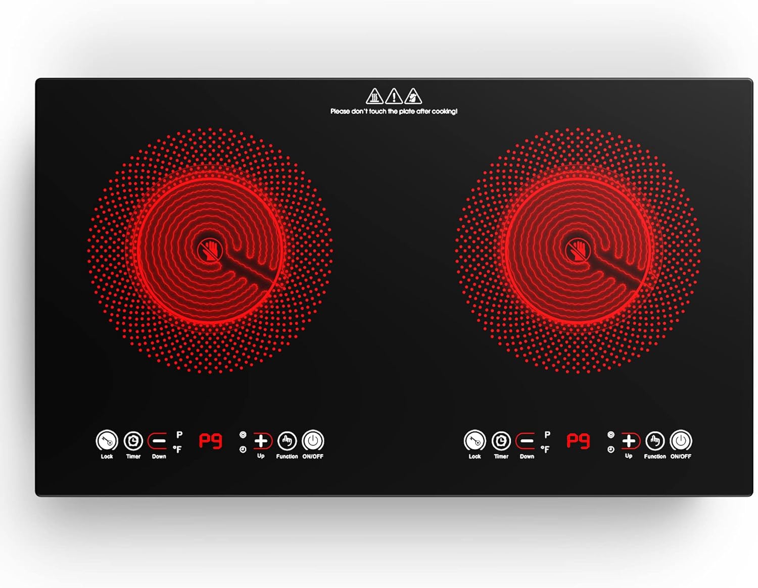 VBGK Electric Cooktop 24 inch 2 Burner with Timer and Lock