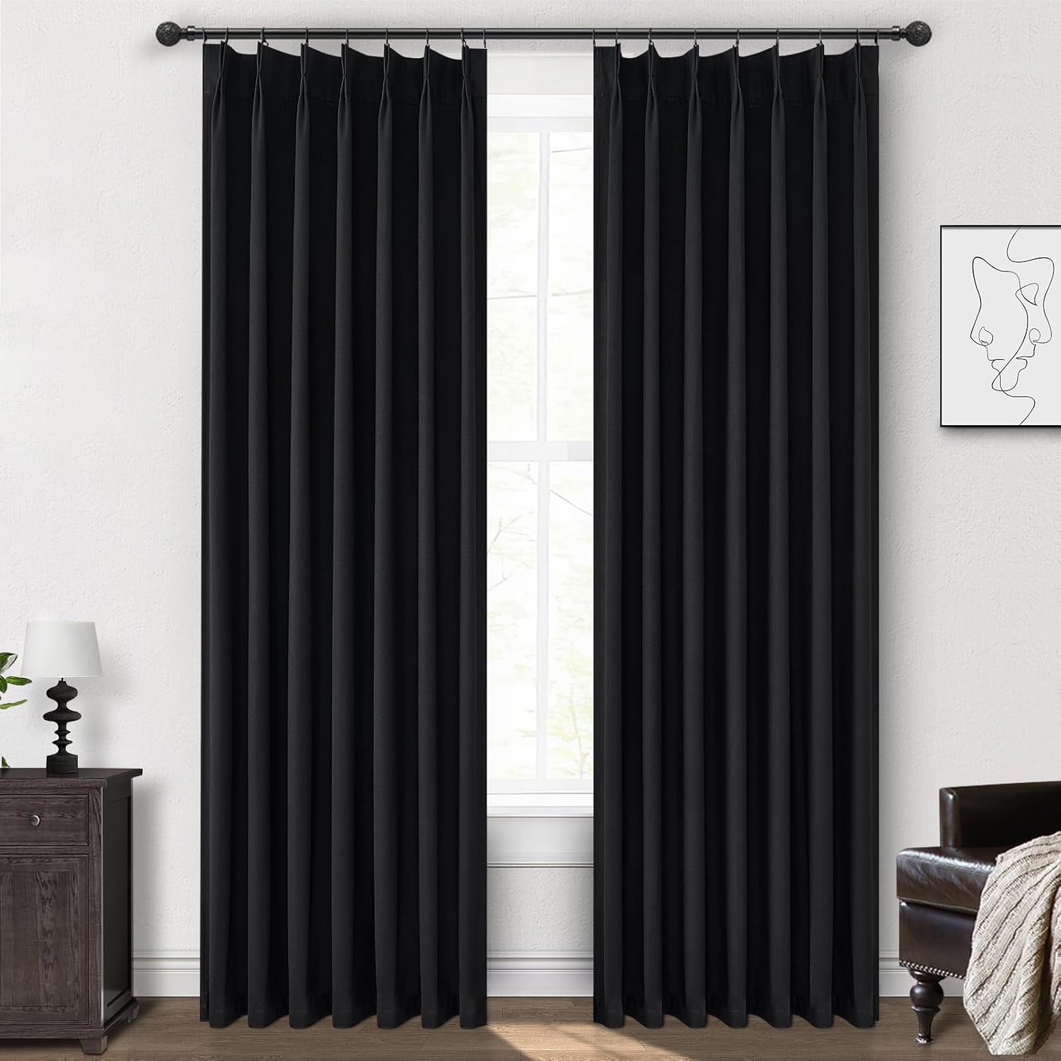 Complete Blackout Curtains 84 Inches Long for Bedroom Privacy
