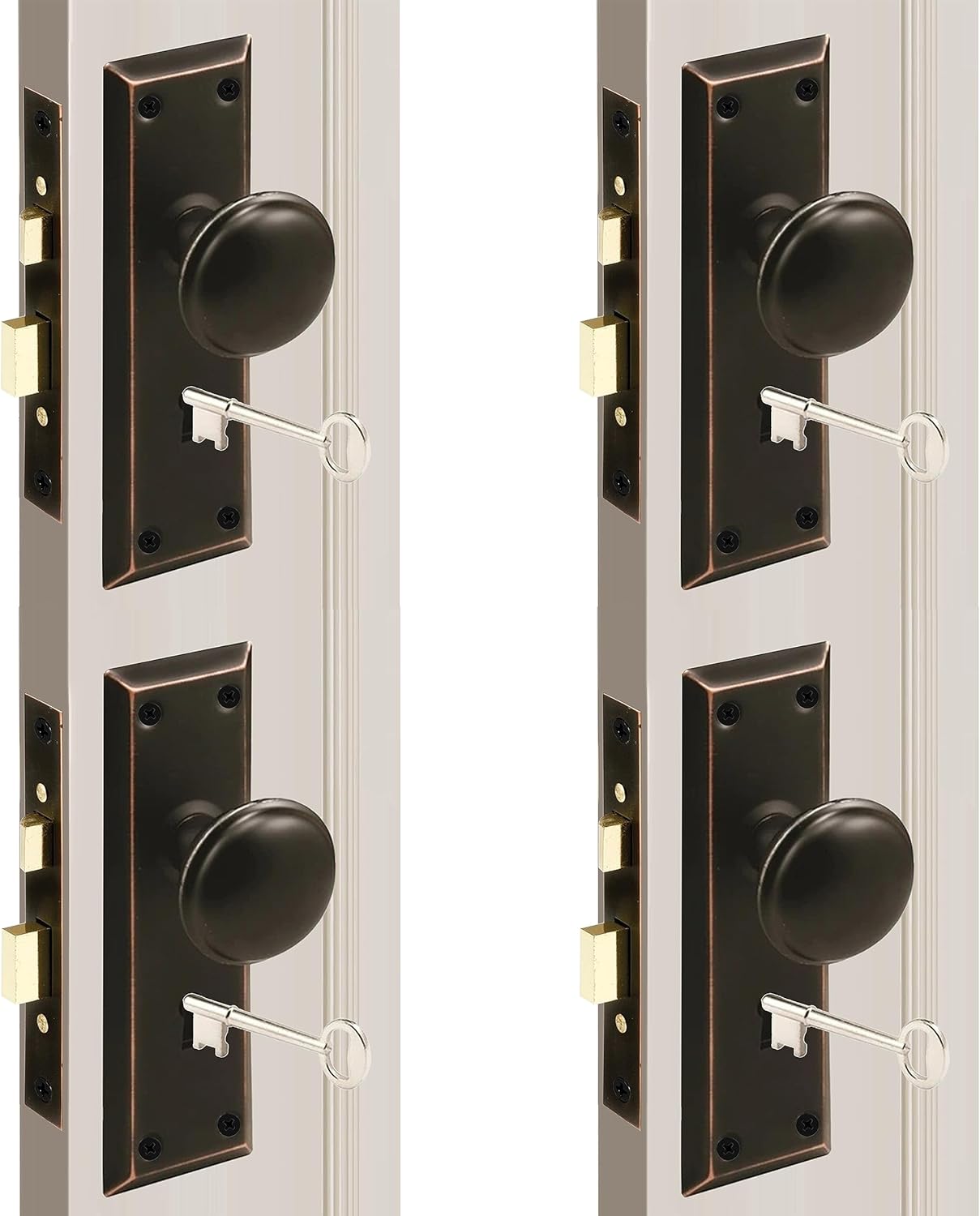 Mortise Keyed Lock Set with Classic Knobs for Interior Doors