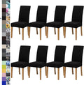 Dining Chair Cover Set of 8 Black - Jacquard Stretch Parsons