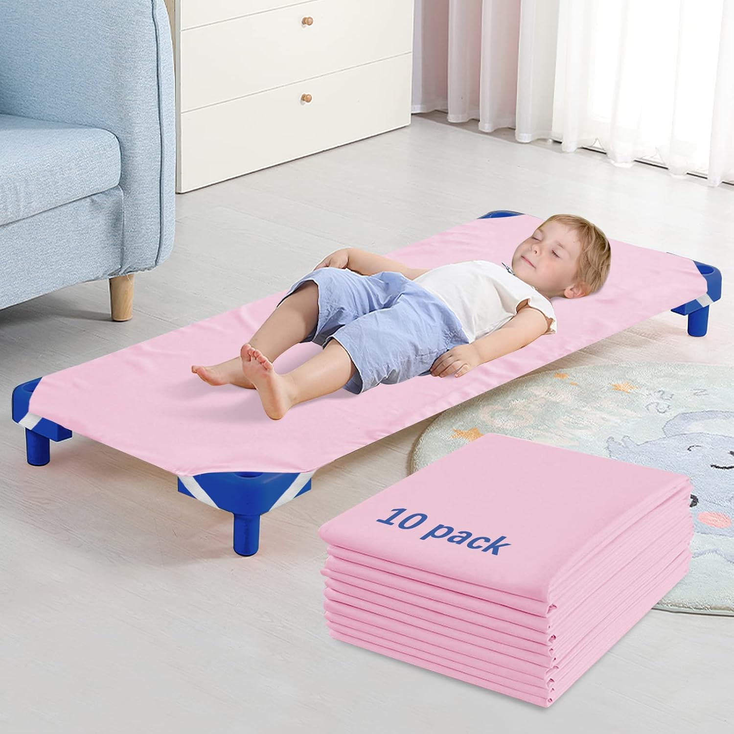 Biloban Standard Size Daycare Cot Sheet 10 Pack in Pink