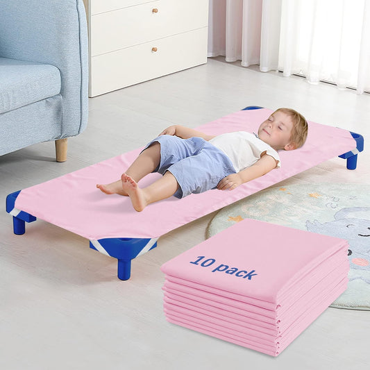 Biloban Standard Size Daycare Cot Sheet 10 Pack in Pink