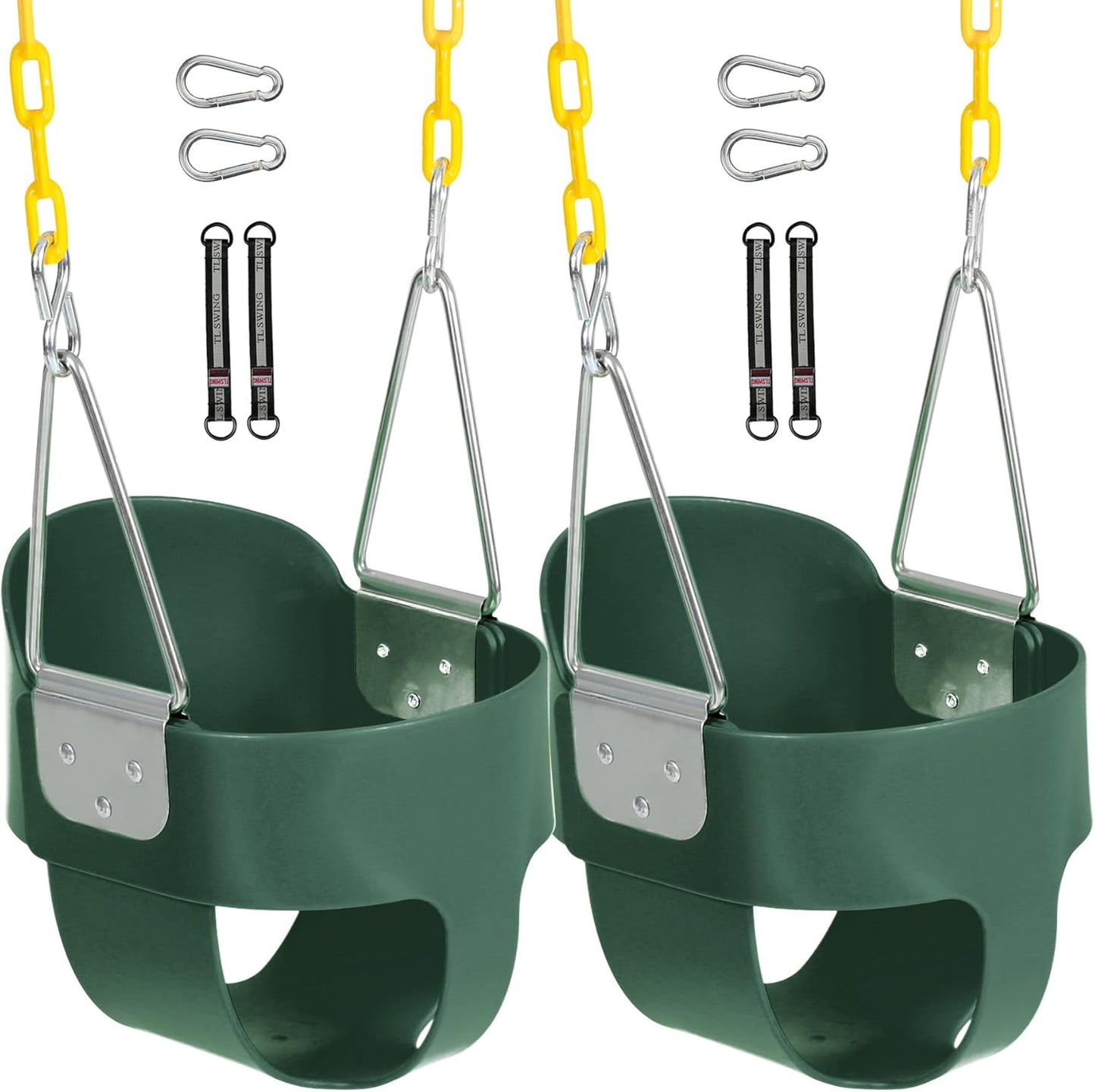 High Back Toddler Bucket Swing Seat with Coated Chains, Green