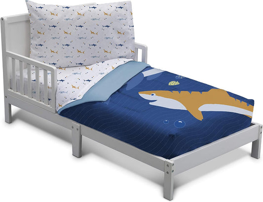 Delta Children 4 Piece Toddler Bedding Set - Blue Shark Design