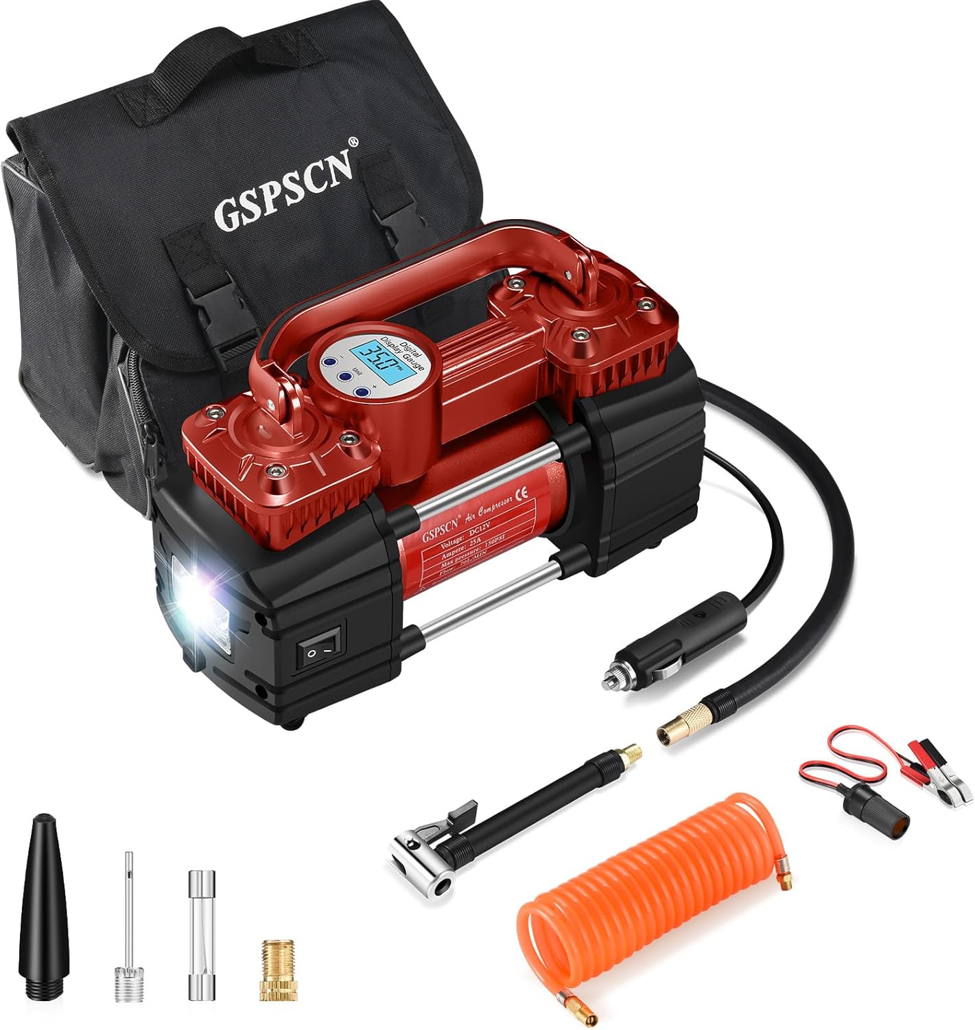 GSPSCN 150Psi Portable Tire Inflator - Auto Shut-Off, LED Light