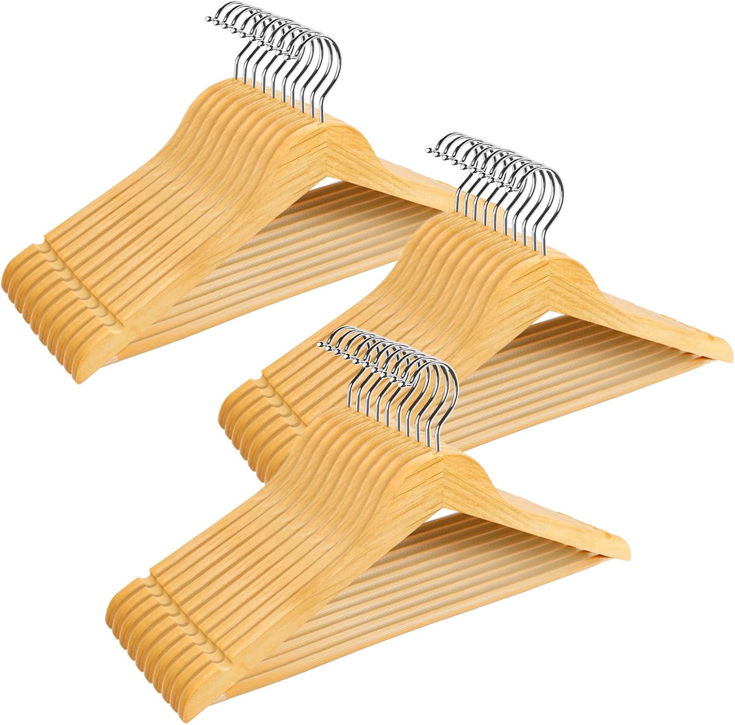 Smartor Wooden Hangers 30 Pack for Closet Organization and Style