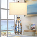 Coastal Glass Table Lamps with USB Ports and Dimmable Touch Control