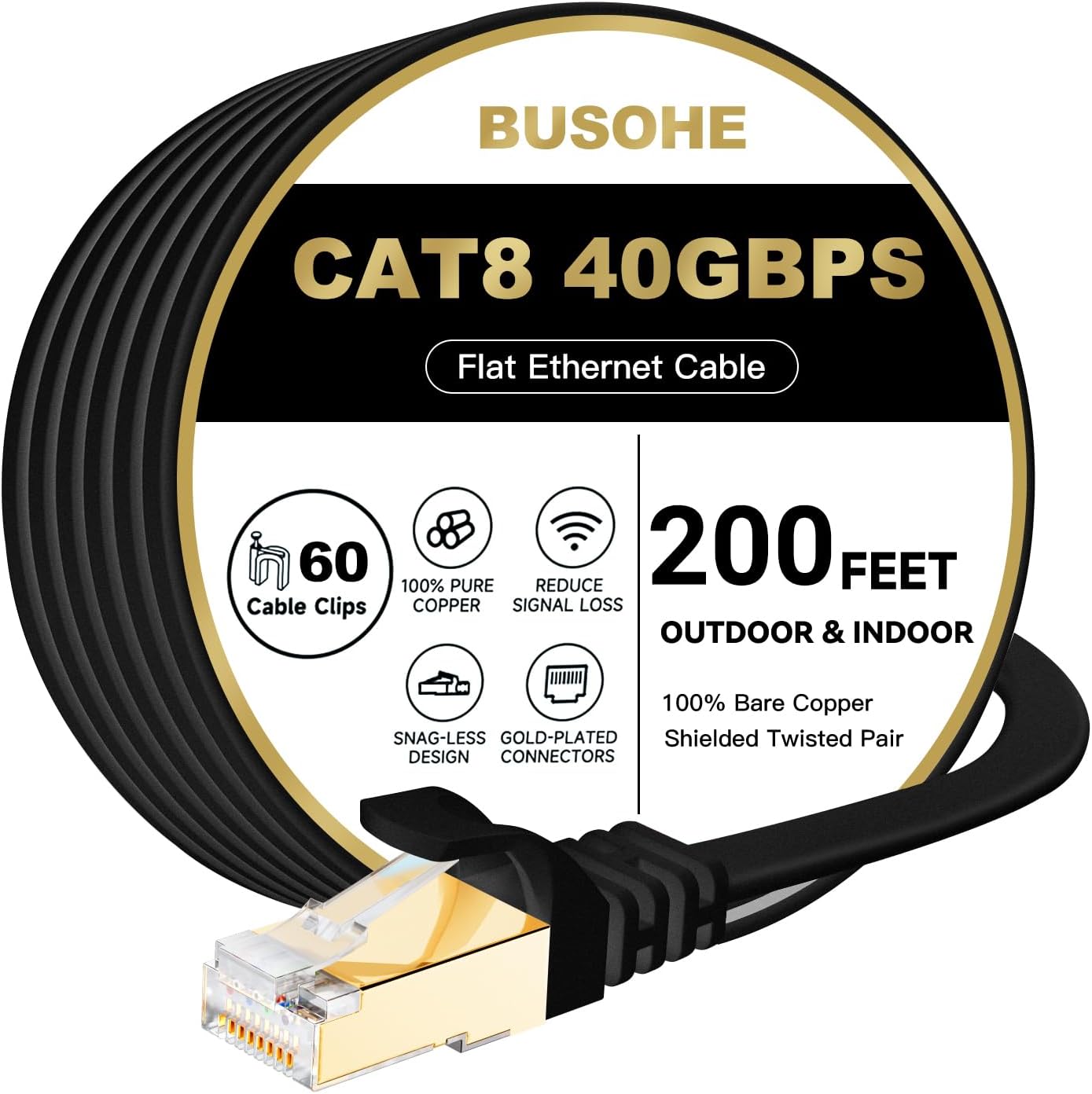 High Speed 40Gbps CAT8 Ethernet Cable - 200FT