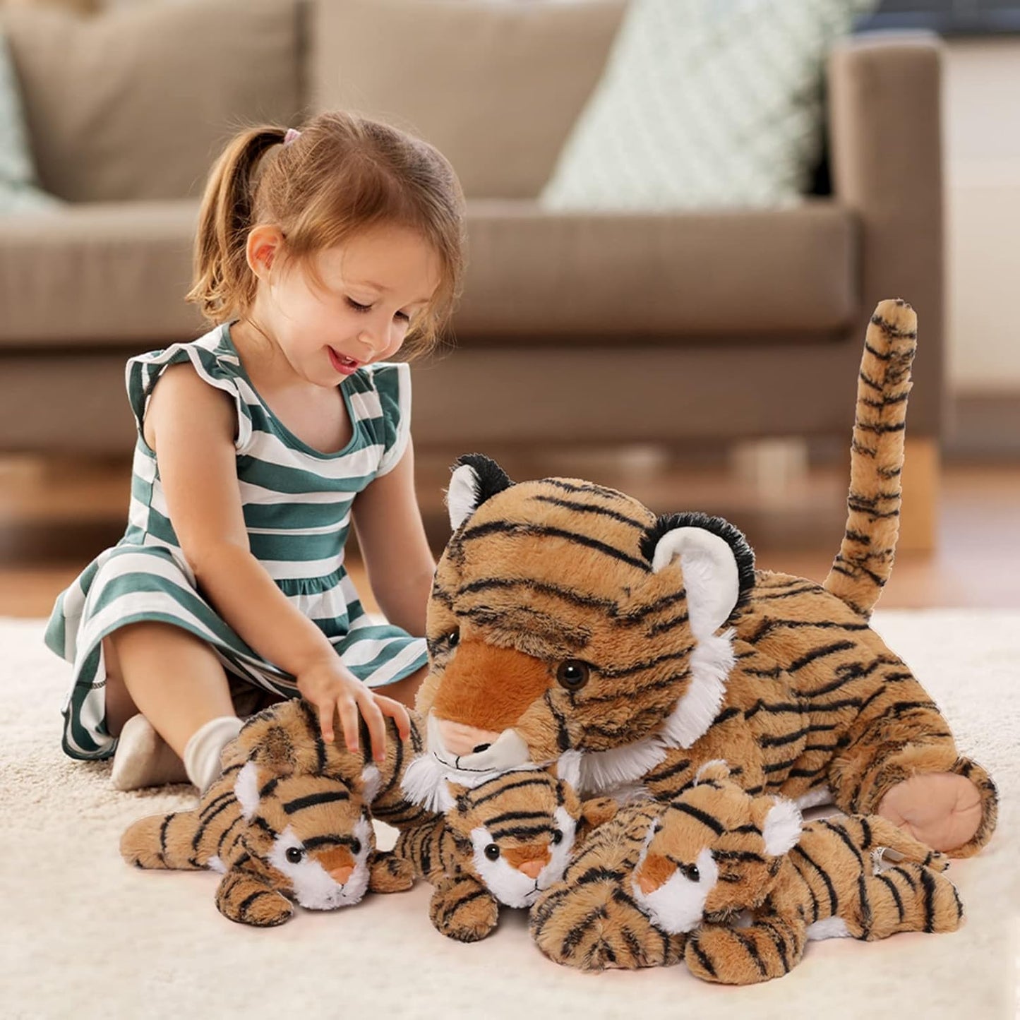 MorisMos Tiger Plush Toys - Large 20in Soft Stuffed Set